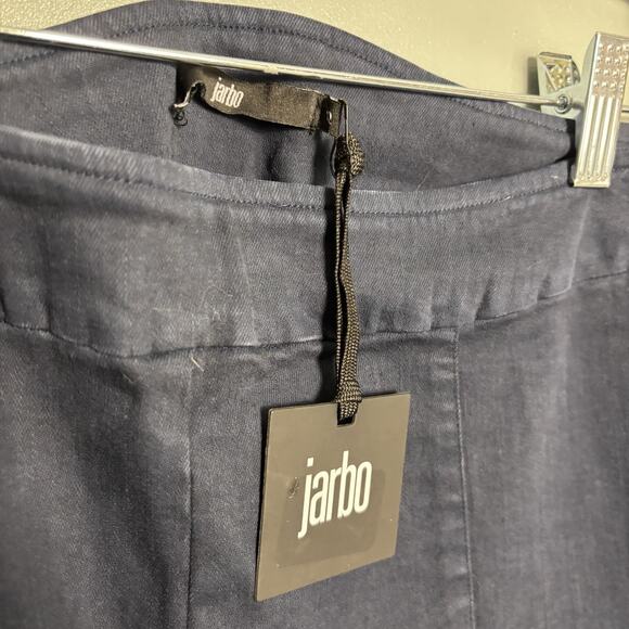 NWT PALLAS BACK SLIT PANT IN GARMENT DYED ITALIAN STRETCH DENIM Navy 12 Jarbo - Picture 2 of 9